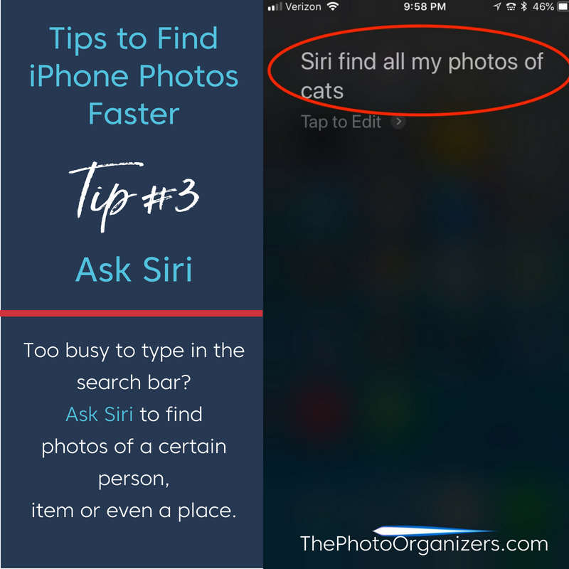 Time-Saving Tips for Finding iPhone Photos: Tip #3 Ask Siri | ThePhotoOrganizers.com