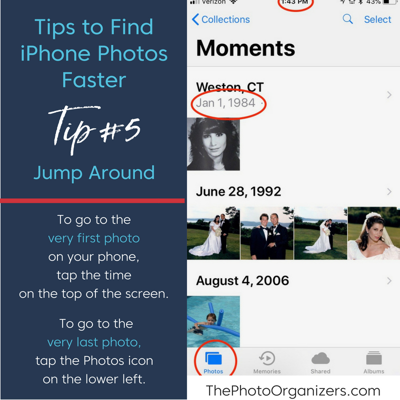 Time-Saving Tips for Finding iPhone Photos: Tip #5 Jump Around | ThePhotoOrganizers.com