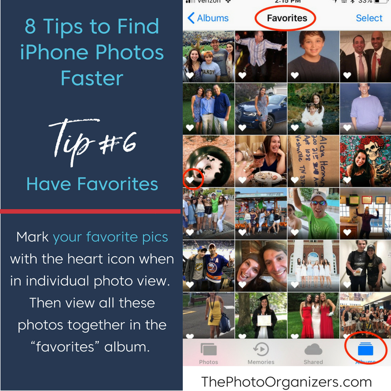 Time-Saving Tips for Finding iPhone Photos: Tip #6 Have Favorites | ThePhotoOrganizers.com